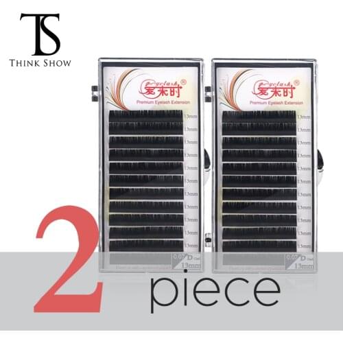 THINKSHOW 2 Boxs All Size Individual Eyelash Extension 0.03 to 0.20mm Thickness All Size Natural Faux 3D Mink Eye Lahes Makeup