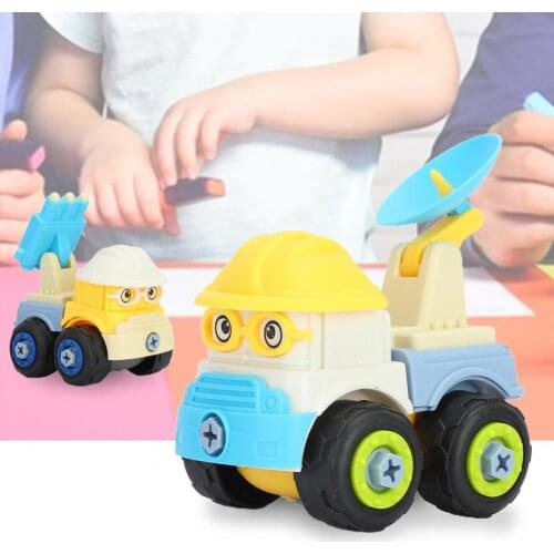 4Pcs Detachable Construction Toy DIY Function Movable Joints Construction Truck Model Toy for Children