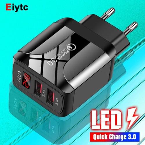Eiytc 18W Dual USB Charger LED Display Wall Charger Fast Charging Adapter For iPhone Samsung Xiaomi Huawei Mobile Phone Chargers