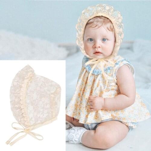 1Pc Lace Flower Sun Hat Cotton Beanie Bonnet Cap Newborn Photography Props for Baby Toddler Infant Girls Boys Shower Gifts