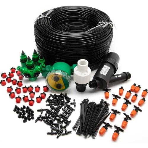 Micro Drip Irrigation System Garden Watering System 40M DIY Professional Kit Timer Filter Pressure regulator Adjustable Drippers