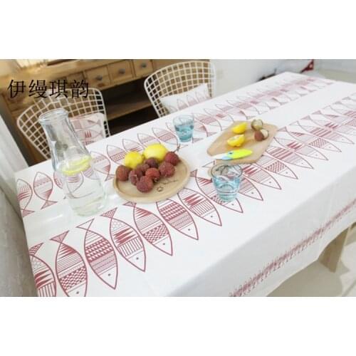 Pure Cotton Tablecloths Flower Table Cloth Blue Fish Table Cover Gilette Fusion Jogo Americano De Jantar Manteles Para Mesa