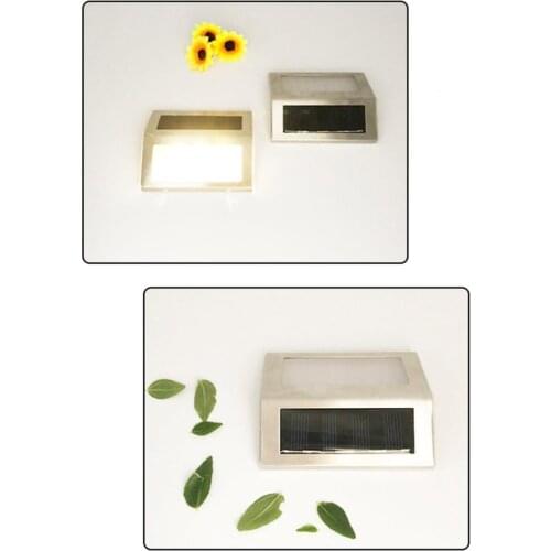 3 LED Solar Deck Night Lights Bright Stair Light Stainless Steel Wall Lamp Outdoor Waterproof Lighting for Balcony Garden Yard