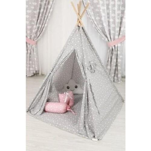 Triangle KidsTent Teepee Canvas Sleeping Dome 130cm Play-Tent Teepee House Wigwam Room Childrens Tent Game-House