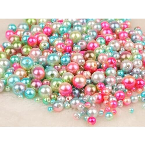 50-500Pcs 4/6/8/10mm Multi Rainbow Color Plastic ABS Pearl Beads Loose Garment Beads For DIY Scrapbook Decoration Craft Supplies