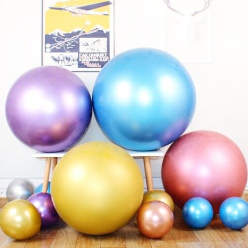 1Pcs 36 inch Huge Round Metallic Latex Balloons Gold Silver Big Size Chrome Globos Balloon Birthday Wedding Party Decoration