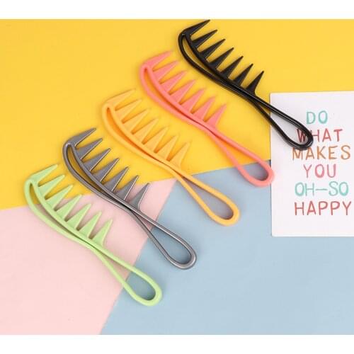 1 Pcs Wide Tooth Shark Plastic Comb Detangler Curly Hair Salon Hairdressing Comb Massage For Hair Styling Tool For Curl Hair