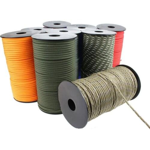 100M 550 Military Standard 7-Core Paracord Rope 4mm Outdoor Parachute Cord Survival Umbrella Tent Lanyard Strap Climbing Rope
