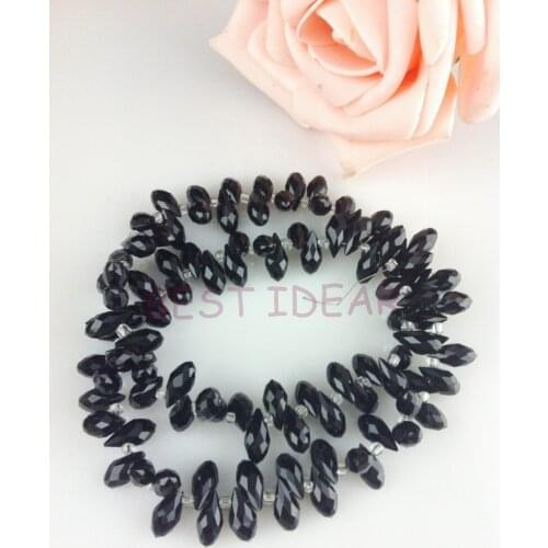100pcs 6*12mm Black Quartz Faceted Crystal Glass Teardrop Beads Crystal Loose Beads DIY free shipping