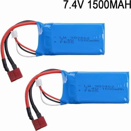 2pcs/set 7.4V 1500mAh Lipo Battery 12423 12428 For Wltoys 144001 12428 Crawler Car Battery For FT009 RC Boat 2s batteries 903462