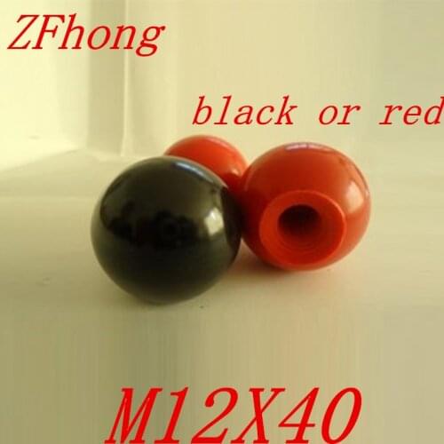 2pcs M12 x 40mm black or red Ball Knob 12mm Thread 35mm Ball Diameter Bakelite Black Ball Lever Knob for Machine Tools