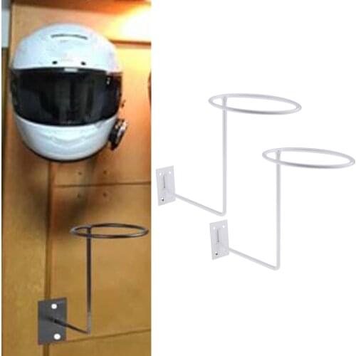 2x White Steel Helmet Holder Jacket Hanger Wall Mounted Multifunctional Rack Motorcycle Accessories