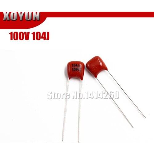 20PCS 100V104J Pitch 5mm 100NF 0.1UF 100V 104 CBB Polypropylene film capacitor