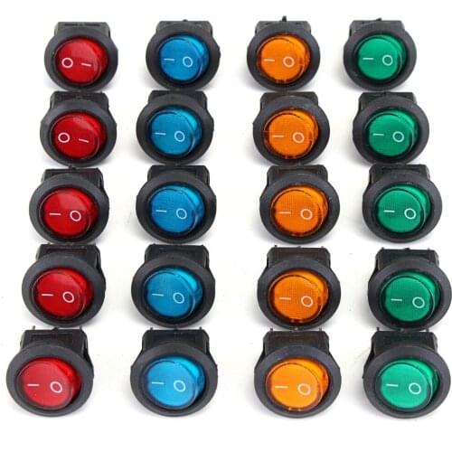 20pcws 12V Car Boat Auto Motorcycle Round LED Dot Light ON/OFF Rocker Toggle SPST Switches
