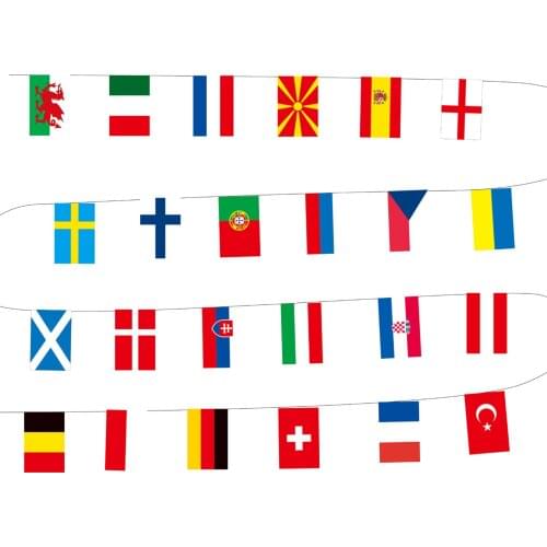 7M Hanging String Flag 24 Countries Nations Flag European Cup Football Championship Banner Club Bar Decorative Teams Flag
