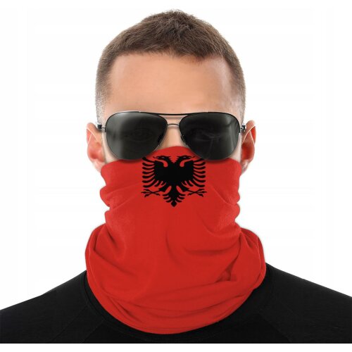 Albania Flag Scarf Half Face Mask Unisex Halloween Neck Warmer Neck Bandanas Versatility Headwear Biking Camping