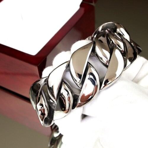 31MM Wide Shiny Bracelet Men Cool Punk Stainless Steel Hand Thick Chain Jewelry Fashion Mens Bracelets & Bangles 22cm/24cm