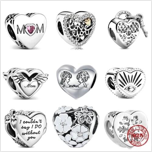 925 Sterling Silver Bead Charm Shiny Snowflake Couples fit original Pandora Charm Silver 925 Bracelet DIY Jewelry