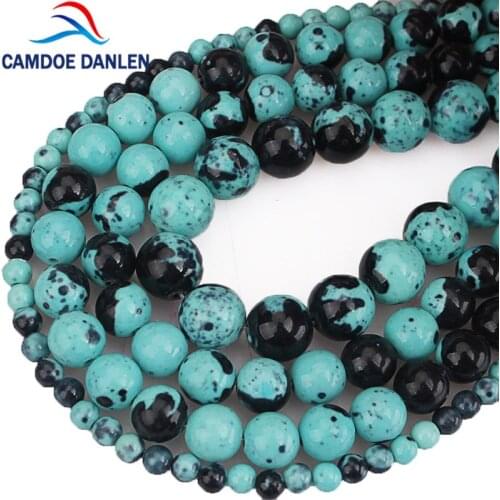 Natural Clay Ceramic Green Black Color Mixing Stone Round Beads 4 6 8 10mm Diy Handmade Beads Jewelry Bracelet Making Wholesale