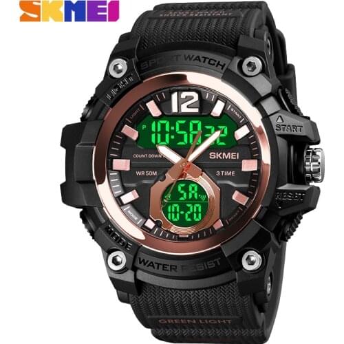 SKMEI Sport Watches Men Fashion Casual Alarm Clock Waterproof Military Chrono Dual Display Wristwatches reloj hombre