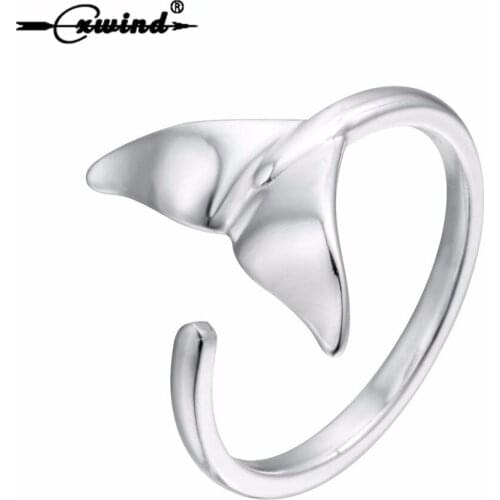 Cxwind Fashion Open Whale Tail Rings Charm Jewelry Ginkgo Leaf Ring for Girls Women Girl Knuckle Triangle Jewelry Accessories