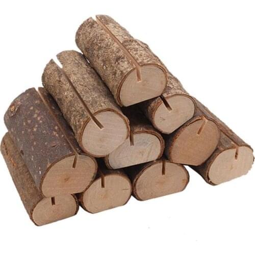 10pcs Wooden Natural Folder Name Place Cards Photos Menu Holder Stand Table Wood Number Holder Wedding Party Decoration