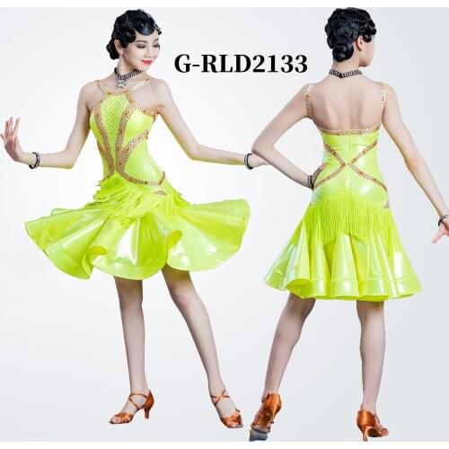 ChildrenS Latin Dance Professional Competition Dress Diamond Tassels Floral Dress Cha Cha Latin Dance Performance Dress DN8705