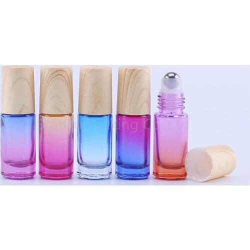 5ml Gradation Roll On Perfume bottle, 5cc Blue Essential Oil Rollon bottle, Small Glass Roller Container 100pcs