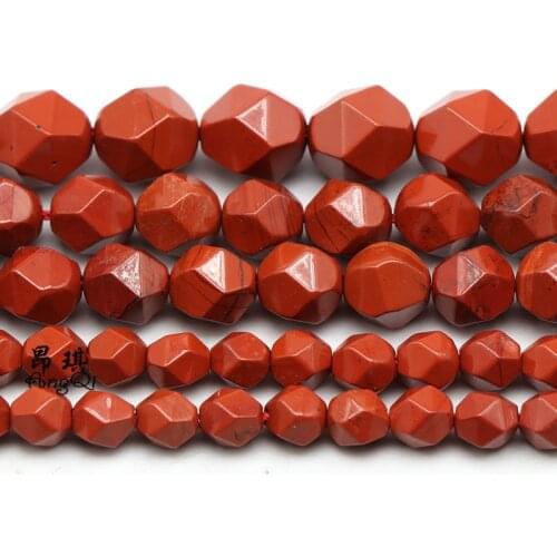Faceted Natural Red Stone Loose Beads 6 8 10mm Pick Size Diamonds Cutting Spacer Beads For Jewelry Making Bracelet Necklace 15