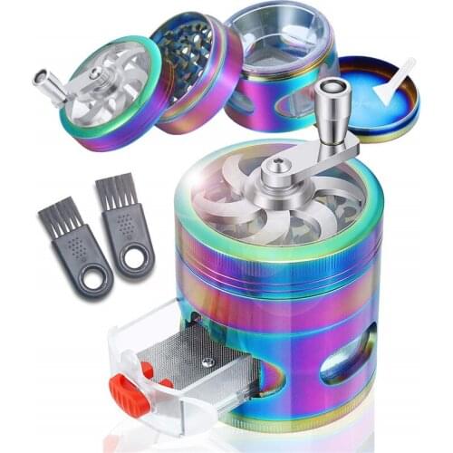 New Herb Grinder 2.5 Inch 4-Piece Herbal Spice Tobacco Grinder Hand Cranked Pollen Catcher Smoke Grinder Cigarette Accessories