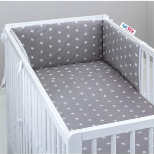 Jaju Baby Handmade, Gray Ground-White Star Crib Side Protection Special Size, Baby Barrier Set