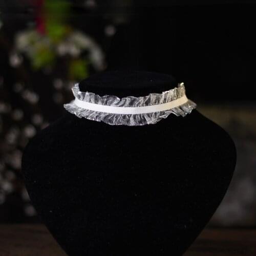 Elegant Bridal Neck Strap Silver Edge Lace Neckwear for Wedding Travel Studio Photo Daily Life JL007