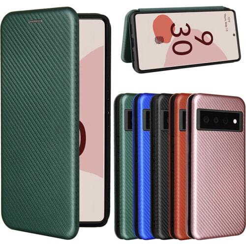 Pixel6 Pixel 6 Pro Leather Wallet Case for Google Pixel 6 Flip Case Carbon Magnetic Card Book Cover for Pixel 6 Pro Stand Fundas