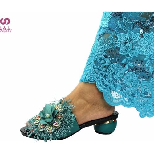 Teal New Design Pretty Women Shoes with Platform High Quality Restriction Slipper for Wedding Party