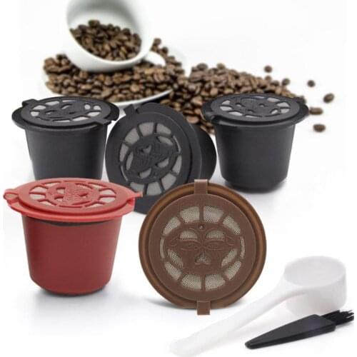 Refillable Reusable Nespresso Coffee Capsule With 1PC Plastic Spoon Filter Pod For Original Line Siccsaee Filters