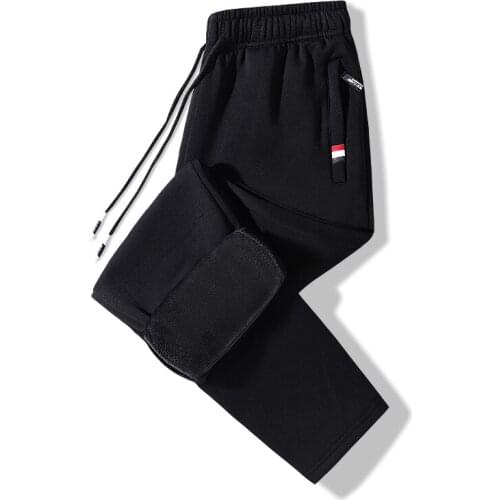 2021 New Winter Mens Trousers Plus Velvet Warm Cotton Loose Sweater Large Size M-5XL Solid Color Sports Casual Trousers Men