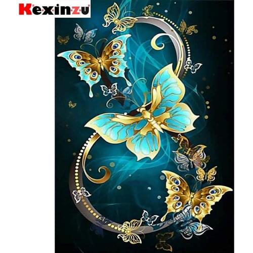 5D Diamond Painting Kits Full Square Round Drill blue butterfly Wall Decor Life At Beach 3D Embroidery Mosaic Decoration Gift