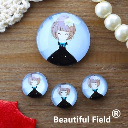 12mm 25mm 14mm 16mm 18mm 20mm Photo Glass Cabochons Round Cameo Set Handmade Settings Stone Girl FFR27