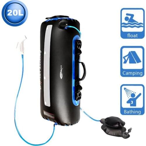 20L Outdoor Portable Shower Picnic Camping Storage Drinking Water Bag Bath Bag Solar Heated Shower Body Pet Cleaning Water Bag