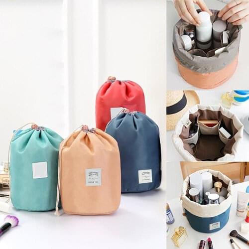 Cosmetic Bag Professional Drawstring Makeup Case Women Makeup Organizer Storage Pouch Toiletry Wash Kit Travel Folding Container