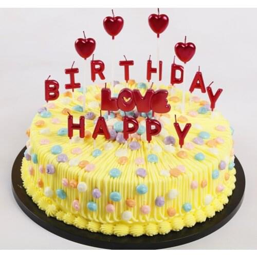 Rose Gold Silver Red Happy Birthday Letter Cake Birthday Party Festival Supplies Lovely Birthday Candles for Kitchen Baking Gift