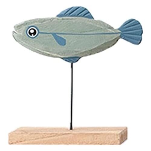 Garden Wooden Fish Ornaments Fish on Stand Decor Fish Statue Desktop Decoration for Home Office Bar
