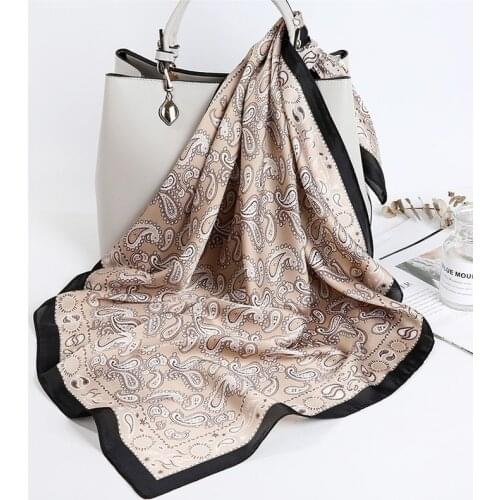 Silk Satin Head Scarf Women Paisley Pattern Kerchief Neck Scarfs 70cm Square Scarves Bandana for Ladies Dropship