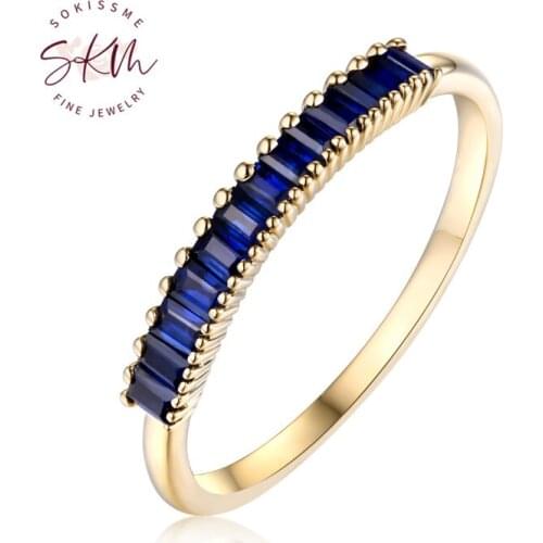 SKM Natural Sapphire Wedding band women Half eternity band Stacking promise Stackable birthstone Jewelry Anniversary Gift