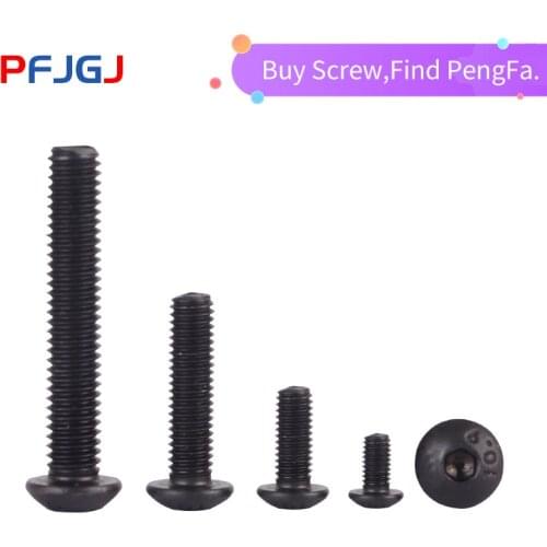 Peng Fa ISO7380 10.9 black button head screw M2 M2.5 M3 M4 M5 M6 M8 Hexagon Socket round head Screws Hex Socket Screw