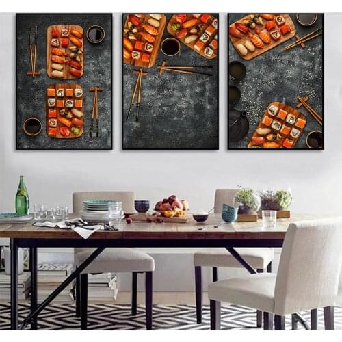 Japanese Food Sushi Canvas Painting Hd Food Picture Wall Poster Salmon Caviar Poster and Print Decoration Home Interior Kitchen