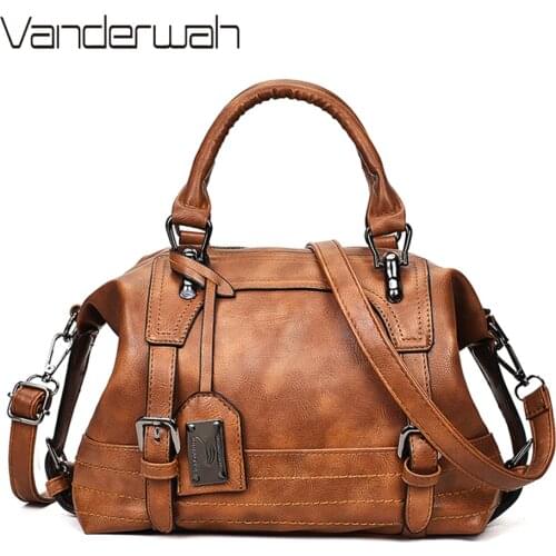 Women Bag Vintage Shoulder Bag Luxury Handbags PU Leather Crossbody Bags For Women 2019 Ladies Boston Casual Tote Bolsa Feminina