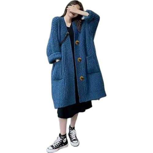 Fashion Lazy Sweater Female Cardigan Jacket Spring And Autumn Korean Loose Plus Size Sweater Womens Clothing 2021 New Trend