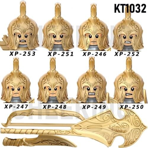 Gold Medieval Knights Educational Building Block Gondor Warrior Dwarf Lords King Accessories Action Figures Toys For Kid KT1032