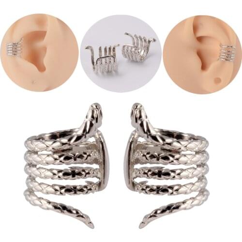 1Pc non Piercing Earring Ear Clip Tragus Cartilage Cuff Fake Piercing Surgical Steel Snake Desgin Earrings Body Jewelry